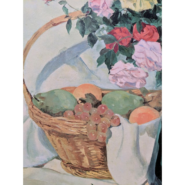 Wood Vintage Still Life Botanical Floral Bouquet Framed Art Signed For Sale - Image 7 of 9