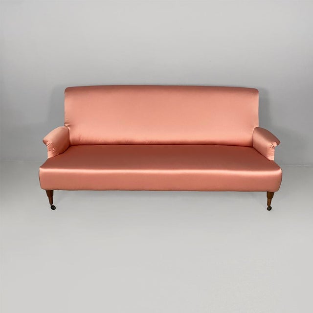 Italian mid-century modern sofa abcd luigi caccia dominioni azucena, 1960s couch model abcd padded and covered in pink...