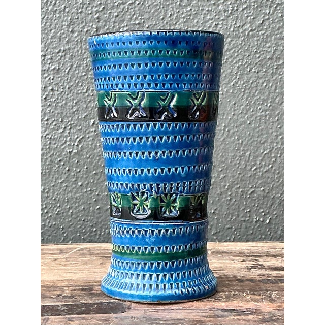 Mid-Century Modern Vintage MCM Original Studio Pottery Engraved Vase For Sale - Image 3 of 11