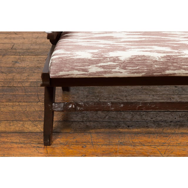 Antique Natural Edge Settee with Custom Upholstery and Rustic Character For Sale - Image 9 of 13