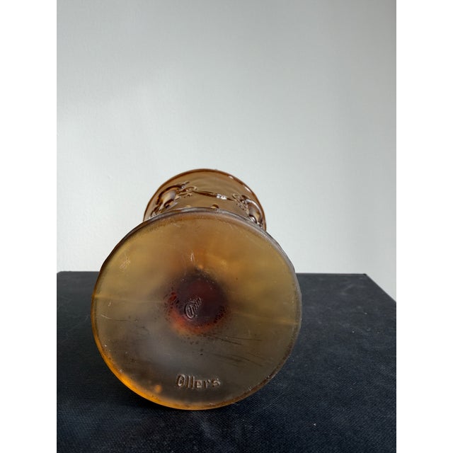 Edvin Ollers for Elme-Glashütte signed with factory mark 1930s, display case object. Rare Art Deco Amber glass goblet...