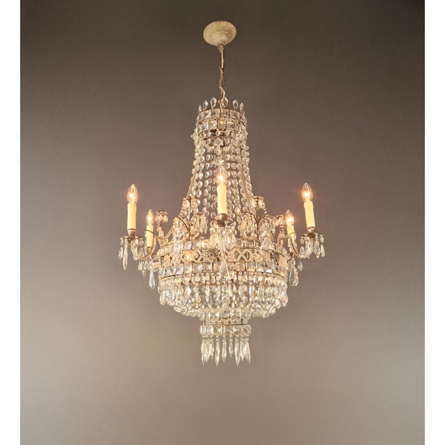 Antique Rococo Crystal Chandelier For Sale - Image 4 of 16