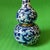Vintage Cloisonné Enamel Double-Gourd Vase – Blue & White Floral Motif For Sale - Image 4 of 9