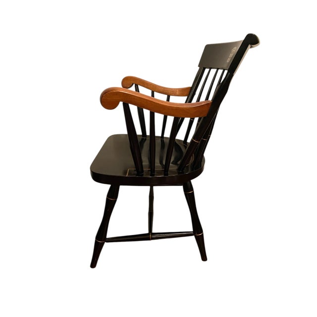 English Mid 20th Century Vintage Nichols & Stone Brown University Collegiate Windsor Chair With Gold Accents For Sale - Image 3 of 10