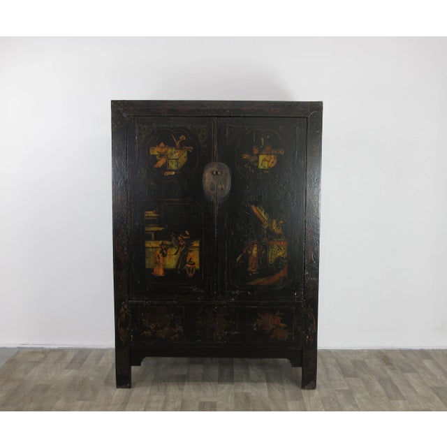 Antique Hand Painted Chinese Cabinet For Sale In Greensboro - Image 6 of 11