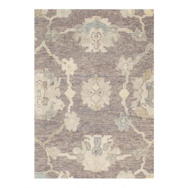 Hand knotted Turkish Oushak rug made of 100% hand-spun lamb's wool rug and all natural dyes. Each rug has a dense, soft...