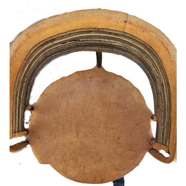 Vintage Mexican Equipal Pigskin & Cedar Barrel-Back Bar Stools - Pair For Sale - Image 4 of 6