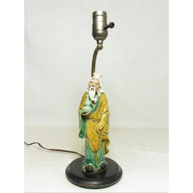 Vintage Chinese Mud Man Lamp For Sale - Image 10 of 12