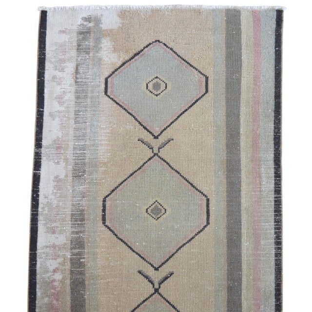 Sand Contemporary Distressed Runner Rug - Faded Colors Low Pile Hallway 2'6″ X 10'6″ For Sale - Image 8 of 13