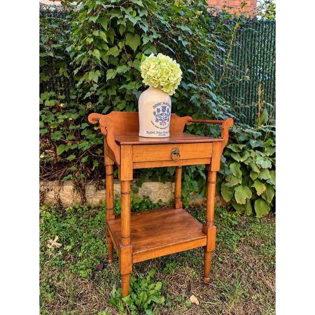 Wood Antique 19th Century Wooden Washstand With Scrolled Gallery, Drawer and Lower Shelf For Sale - Image 7 of 7
