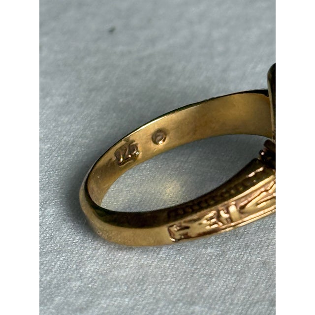 Mid-Century Modern Vintage Victorian Revival 925 Sterling Silver Gold Vermeil Green Gemstone Marquise Cluster Ring, Size 7.5 For Sale - Image 3 of 8