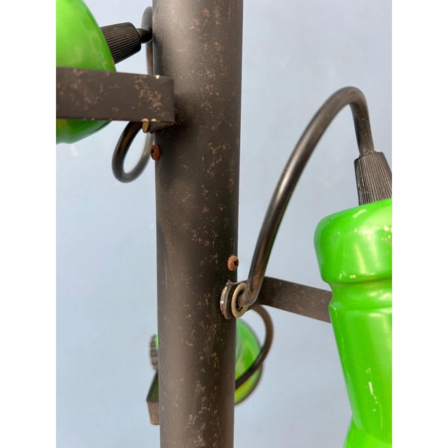 Black Vintage Downrod Pendant Lamp with Three Green Spots For Sale - Image 8 of 11