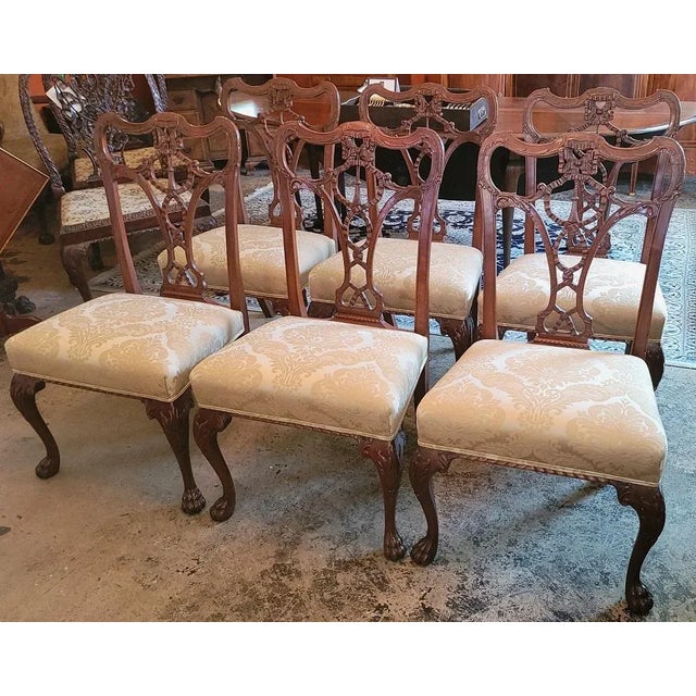 19c Set of 6 Irish Chippendale Style Ribbon Back Dining Chairs For Sale - Image 10 of 13