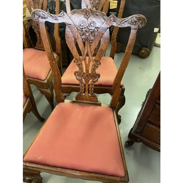 Late 18th Century Late 1700s Irish Hand Carved Walnut Chippendale Side Chairs Set of 10 For Sale - Image 5 of 16