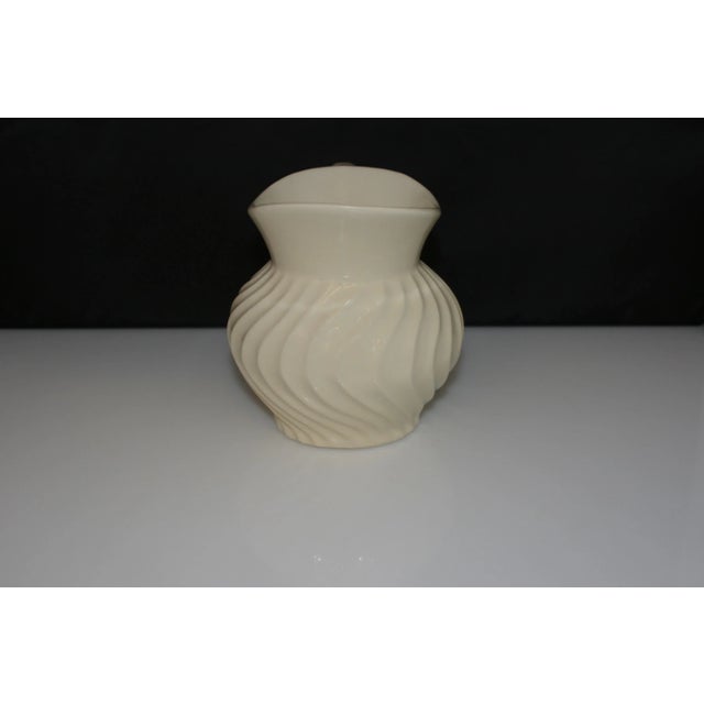 Cream Vintage Fioriware Zanesville Art Pottery Pitcher Cream Color Swirl Design For Sale - Image 8 of 10
