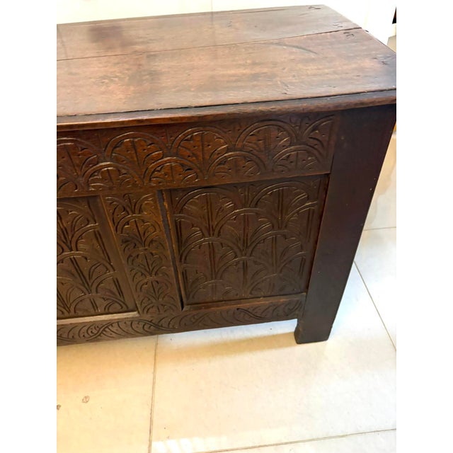 Antique Carved Oak Chest with Original Candle Box, 1680 For Sale - Image 9 of 12