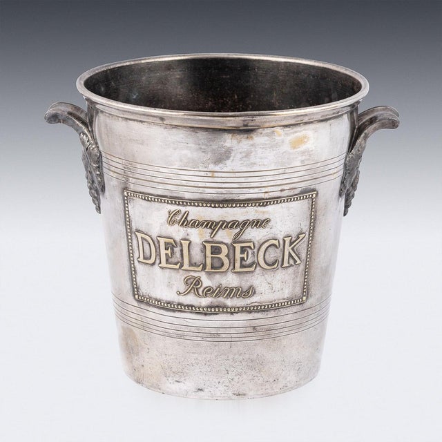 Vintage French Silver Plated Delbeck Reims Champagne Cooler, 1930 For Sale - Image 10 of 13