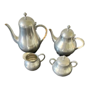 1950s Kdm Daalderop Royal Holland Pewter 4-Piece Coffee Tea Set