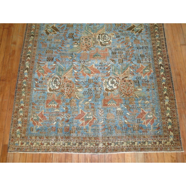 Rustic Antique Zabihi Collection Light Blue Persian Afshar Rug For Sale - Image 3 of 7