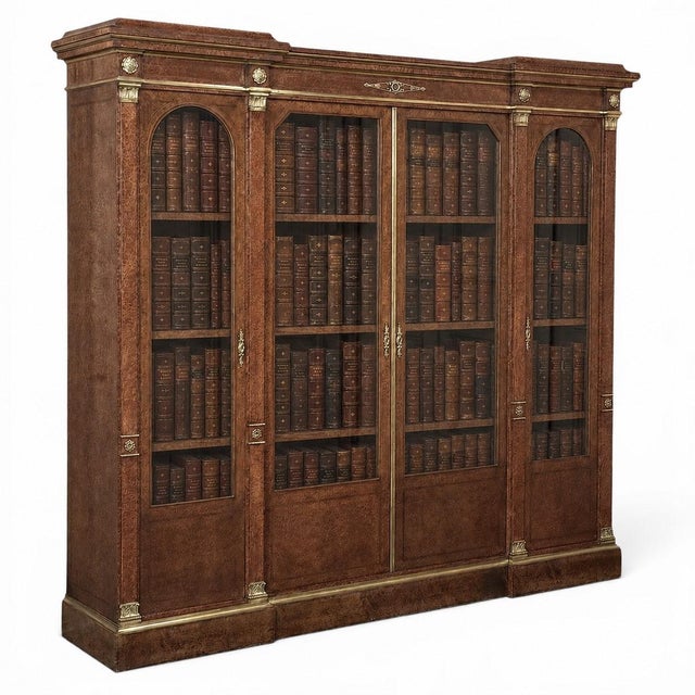 French 19th Century French Louis XVI Mahogany and Burl Bookcase by Maison Lalande of Paris For Sale - Image 3 of 18