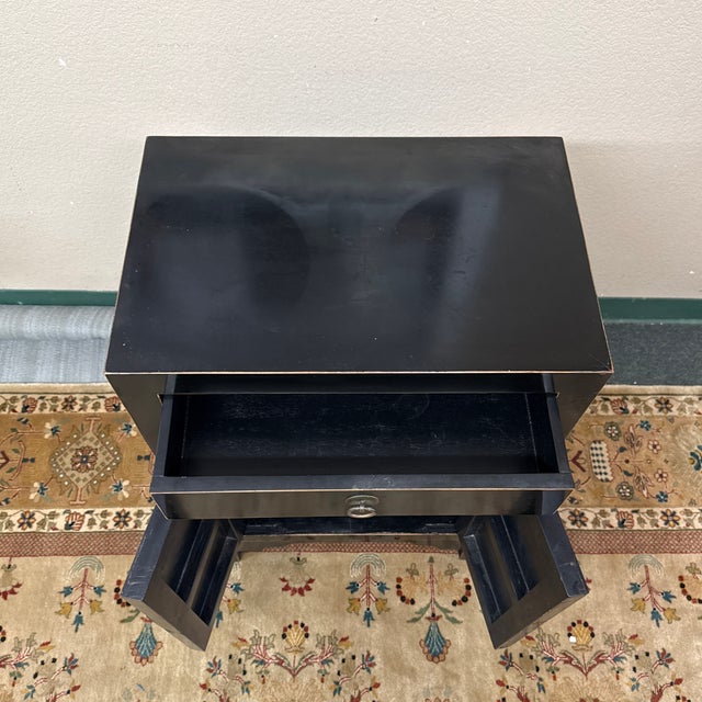 Wood Asian Mini Black Lacquer Chest For Sale - Image 7 of 11