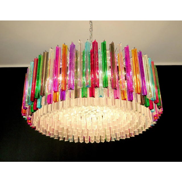 Metal Multicolored Crystal Prism Triedi Chandelier For Sale - Image 7 of 12