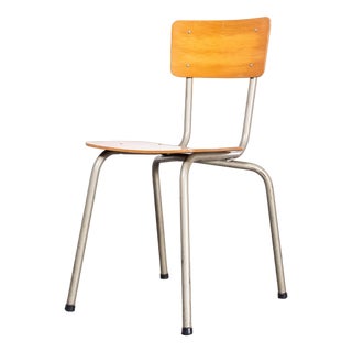 French Stacking University Silver Slim Back Dining Chairs, Set of 13 For Sale