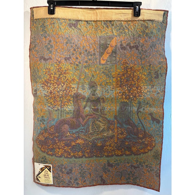 Late 20th Century Vintage Flemish Tapestry “The Lady With With the Unicorn” For Sale - Image 5 of 6