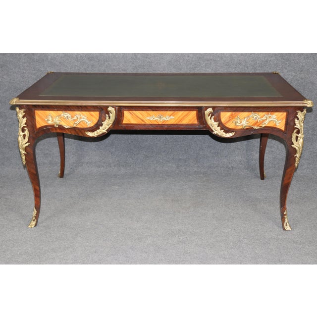 Louis XV Style Brass Mounted Leather Top Partners Desk For Sale - Image 4 of 17