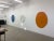 Round cut-out painting oil and wax on canvas mounted on wood, modern "Dove" 2023 For Sale In Philadelphia - Image 6 of 7