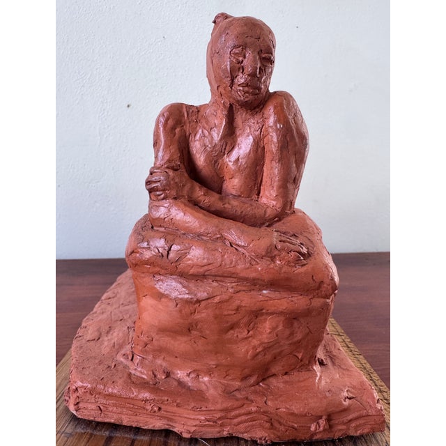 Mid 20th Century Vintage Reclining Nude Clay Sculpture on Wood Base, Artist Maquette Study For Sale - Image 5 of 12