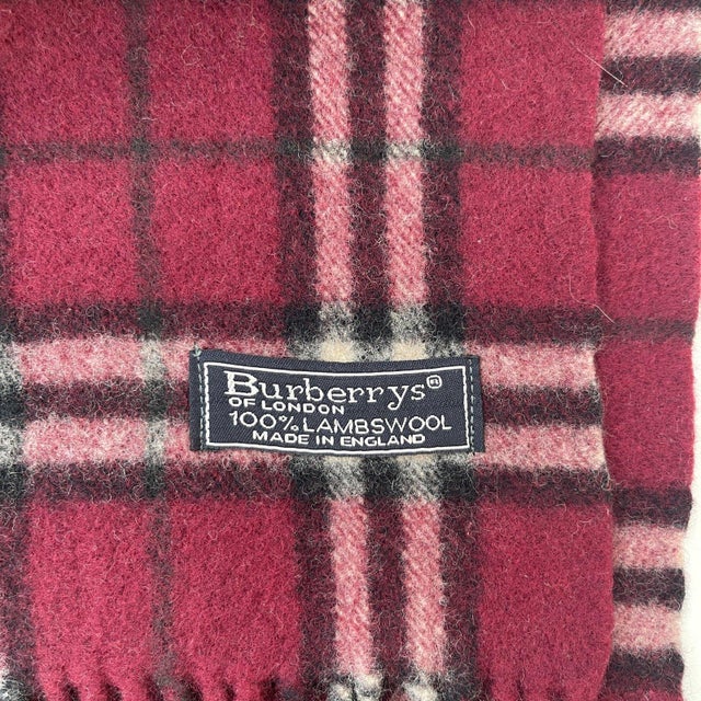 Burberry Dark Red Plaid 100% Wool Scarf | Chairish