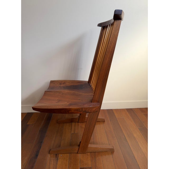 2000 - 2009 2000 Nakashima Woodworkers Conoid Chair in Figured Black Walnut & Hickory, Signed/Inscribed For Sale - Image 5 of 7