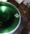 Art Nouveau Silver Embossed Green Depression Glass 10 Serving Plate or Shallow Bowls For Sale - Image 3 of 7