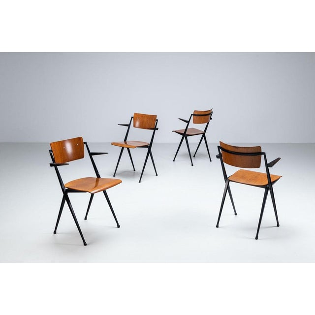 Industrial Pyramid Dining Chairs by Wim Rietveld for Ahrend De Cirkel, Netherlands, 1960s, Set of 4 For Sale - Image 3 of 13