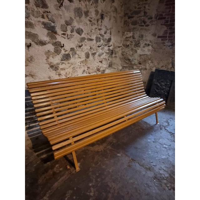 Mid-Century French Pine Garden Bench, 1960s For Sale - Image 9 of 18