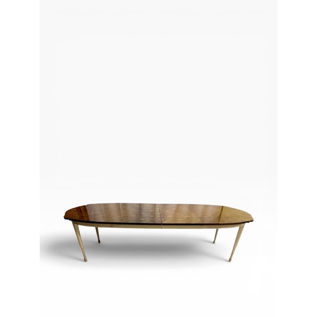 French Provincial 1970s Walnut French Provincial Walnut Dining Table With Parquetry For Sale - Image 3 of 14