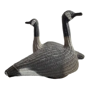 Mid-Century Wicker Goose Decoys, Pair
