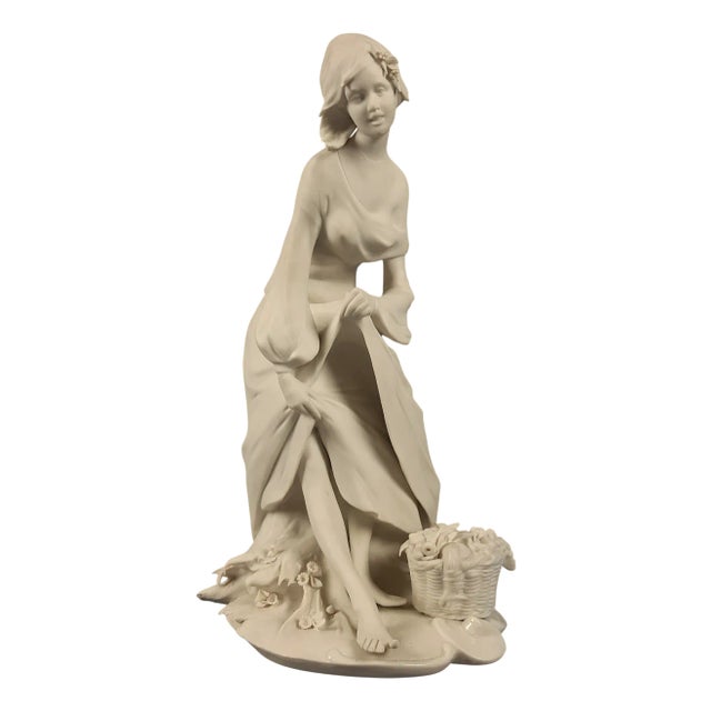 Vintage Biscuit Porcelain Sculpture of Woman by G. Barbetta for Capodimonte, 1950s-1970s For Sale