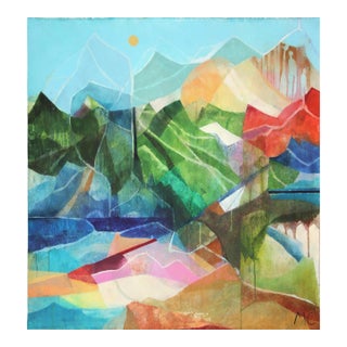Paradise Mountain II - Original Contemporary Mountain Landscape Acrylic Painting on Canvas by Maria C Bernhardsson For Sale
