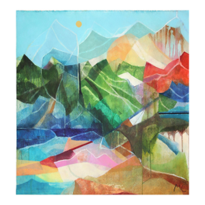 Paradise Mountain II - Original Contemporary Mountain Landscape Acrylic Painting on Canvas by Maria C Bernhardsson