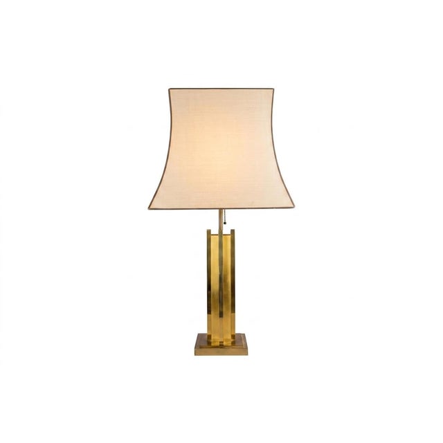 Italian Hollywood Regency Brass Table Lamp with Caramel Lacquer Panels, 1970s For Sale - Image 9 of 9