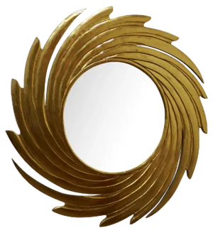 Large Carved Sunburst Swirl Gilt Mirror, 1990s