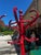 Red Wooden Vintage Hat/Coat Rack, Slight Condition Issue For Sale - Image 4 of 7