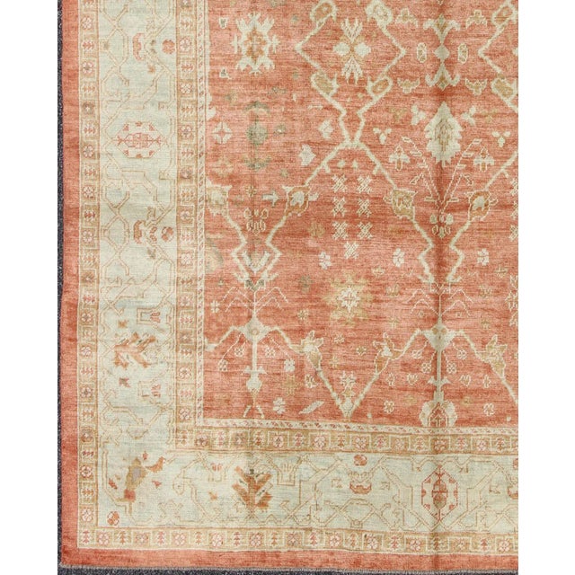 Shabby Chic Turkish Oushak Rug With Angora Wool by Keivan Woven Arts 9'10 X 12'10 For Sale - Image 3 of 13