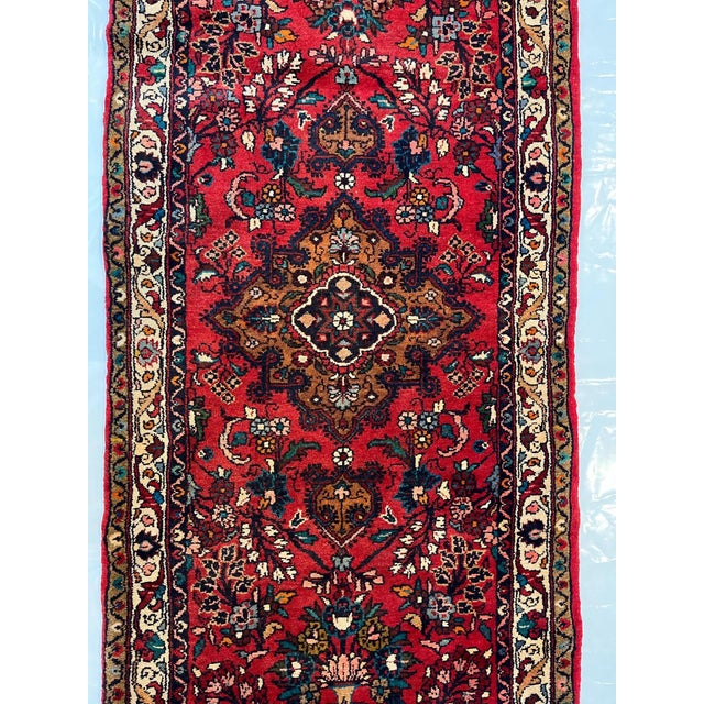 Wool pile genuine hand made vintage Persian Lillihan runner-Thick pile