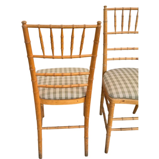 Set of 2 Vintage Swedish Beechwood Faux Bamboo Regency Side or Dining Chairs. These are the last two chars.