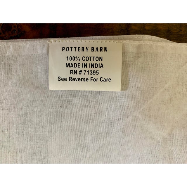 Contemporary Pottery Barn Table Runner Embroidered Colored Patches Purple Blue Green on White Cotton Fabric For Sale - Image 3 of 12
