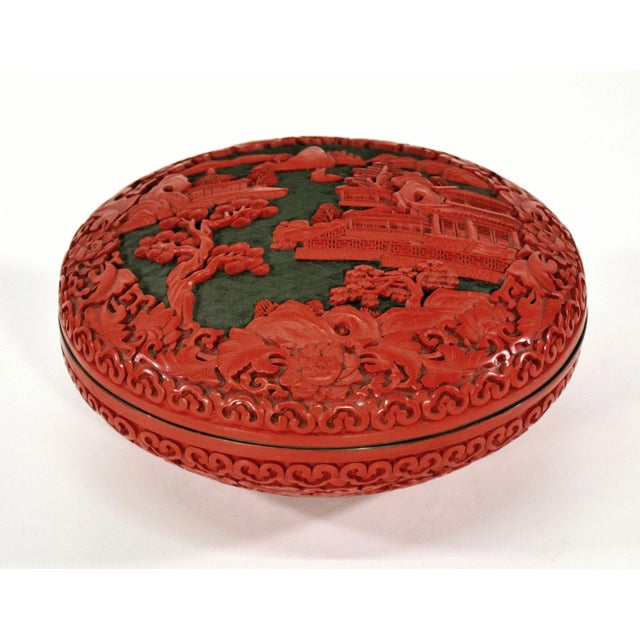 Large Domed Chinese Cinnabar Box For Sale - Image 11 of 12