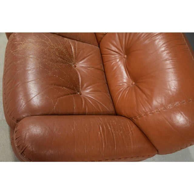 Animal Skin 1970s Brown Leather Sapporo Loveseat Sofa by Mario Marenco For Sale - Image 7 of 10